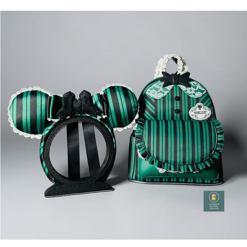 Loungefly Disney Parks Haunted Mansion Ghost Host Mini Backpack & Ears Set NWT